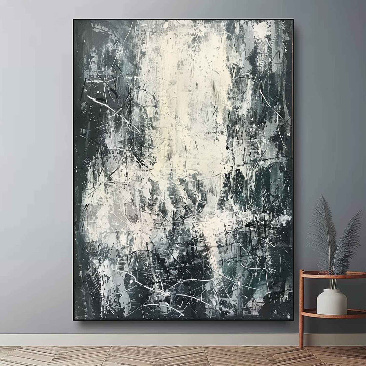 Wall Art Expressionist Monochrome Black White