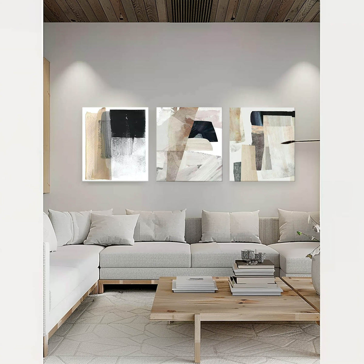 Wall Art Square Triptych Plaster Abstract