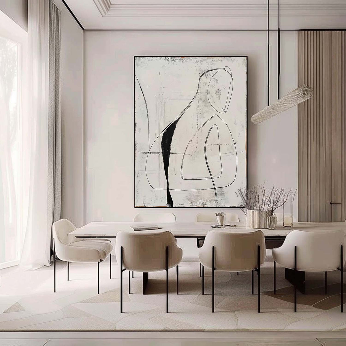 Minimalist Abstract Figure Line Art Painting
