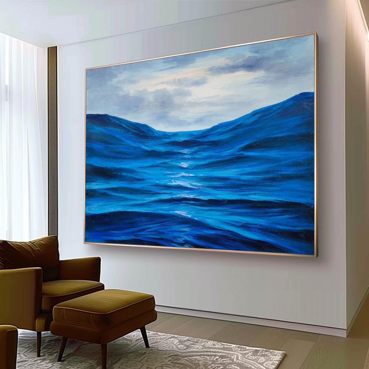 Tactile Blue Ocean Wave Oil Painting Seascapes