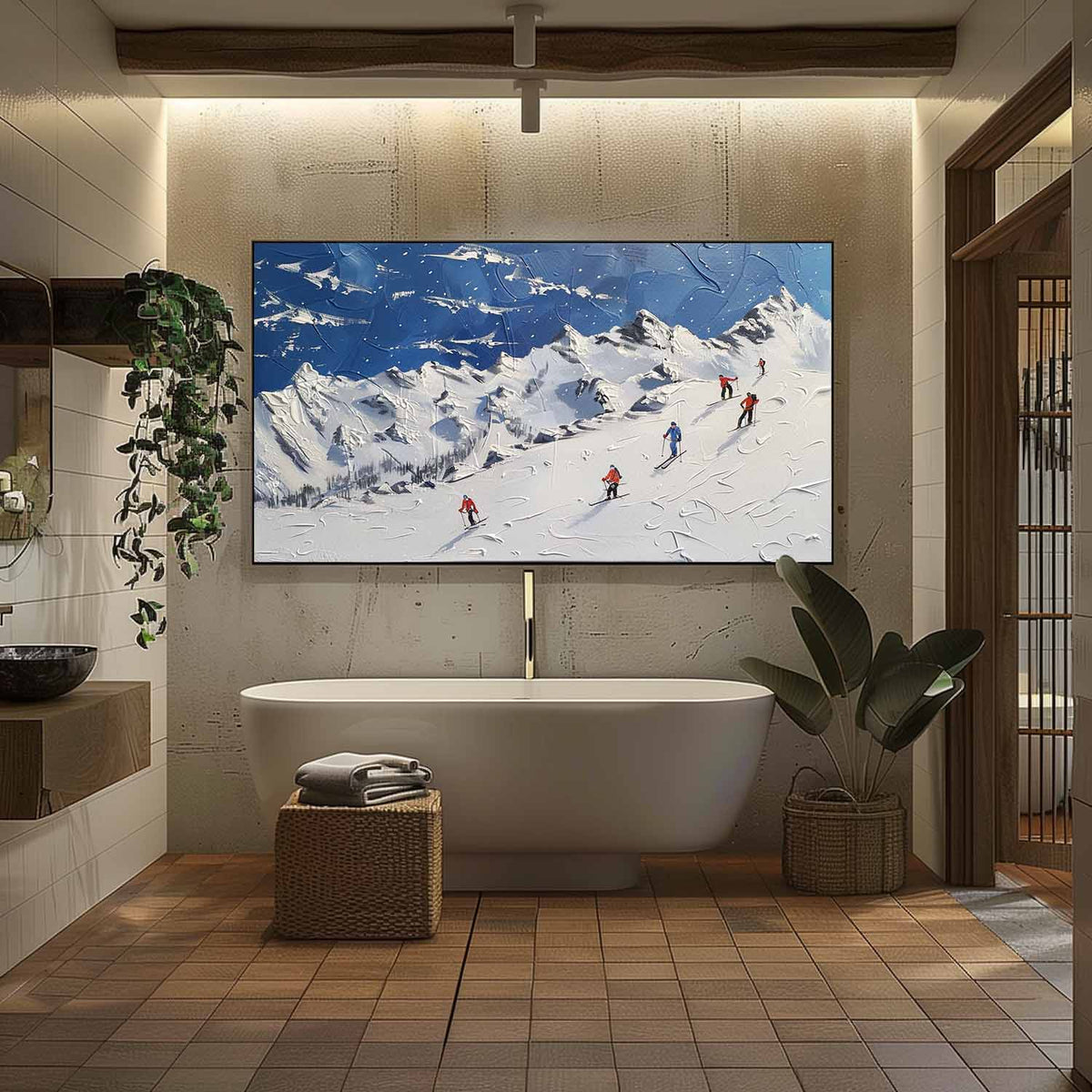 Wall Art Alpine Ski Scene Snow Winter Landscape