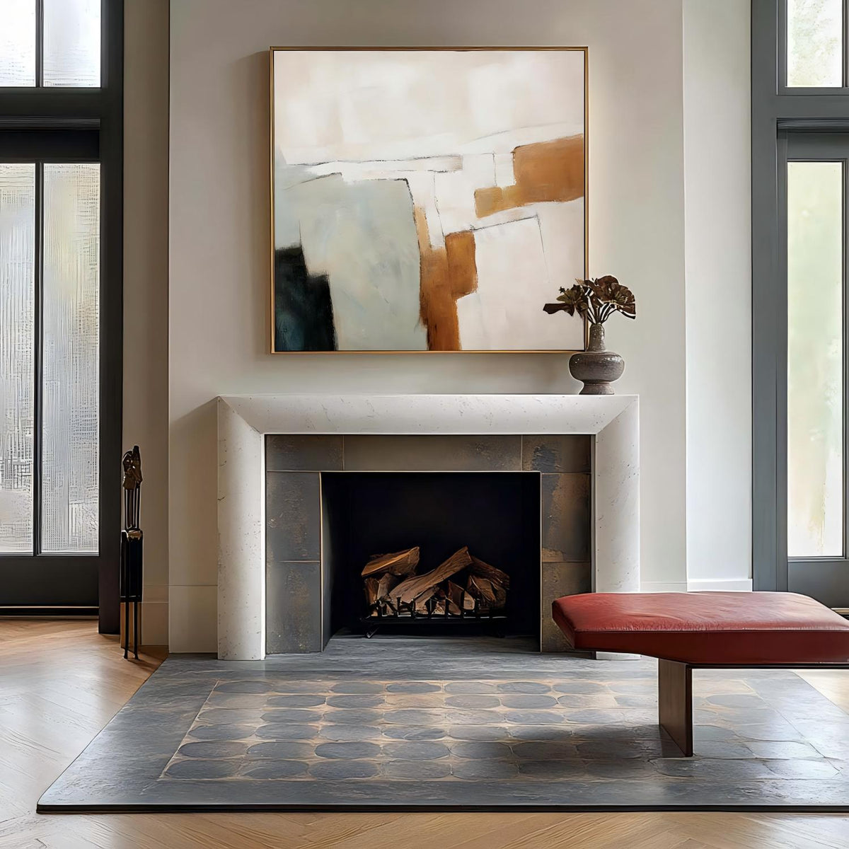 Wabi-Sabi Wall Art Neutral Tone Geometric Painting