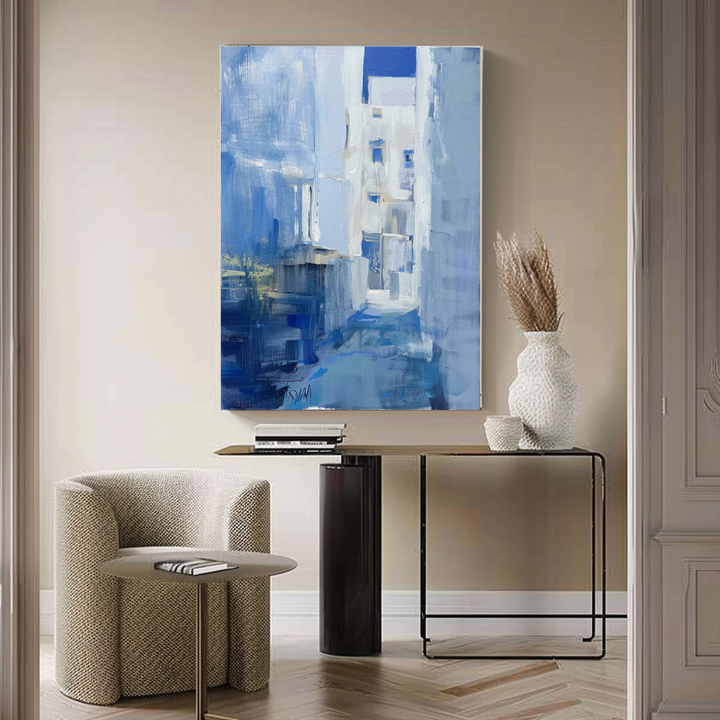 Wall Art Textured Mediterranean Blue