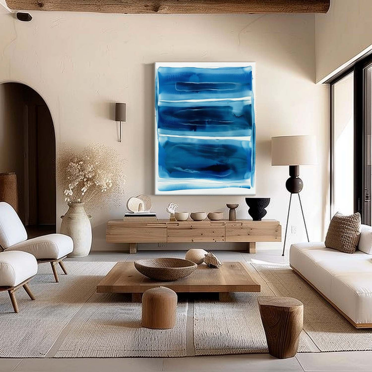 Minimalist Blue Ombre Abstract Painting Modern Color