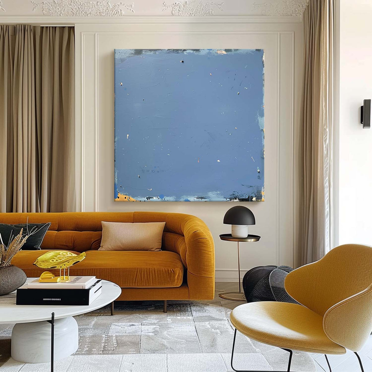 Wall Art Wabi-Sabi Blue Minimalist Impasto