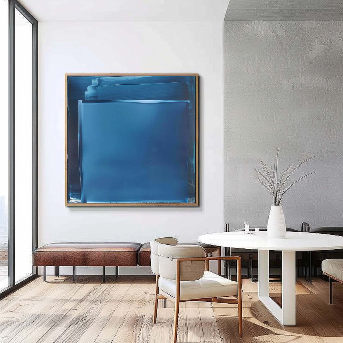 Wall Art Minimal Textured Deep Blue