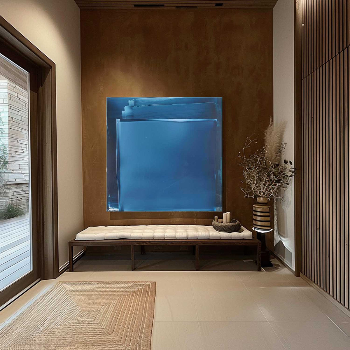 Wall Art Minimal Textured Deep Blue