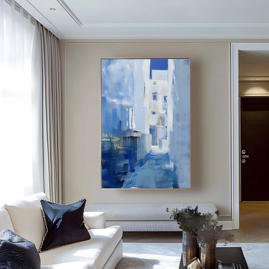 Wall Art Textured Mediterranean Blue