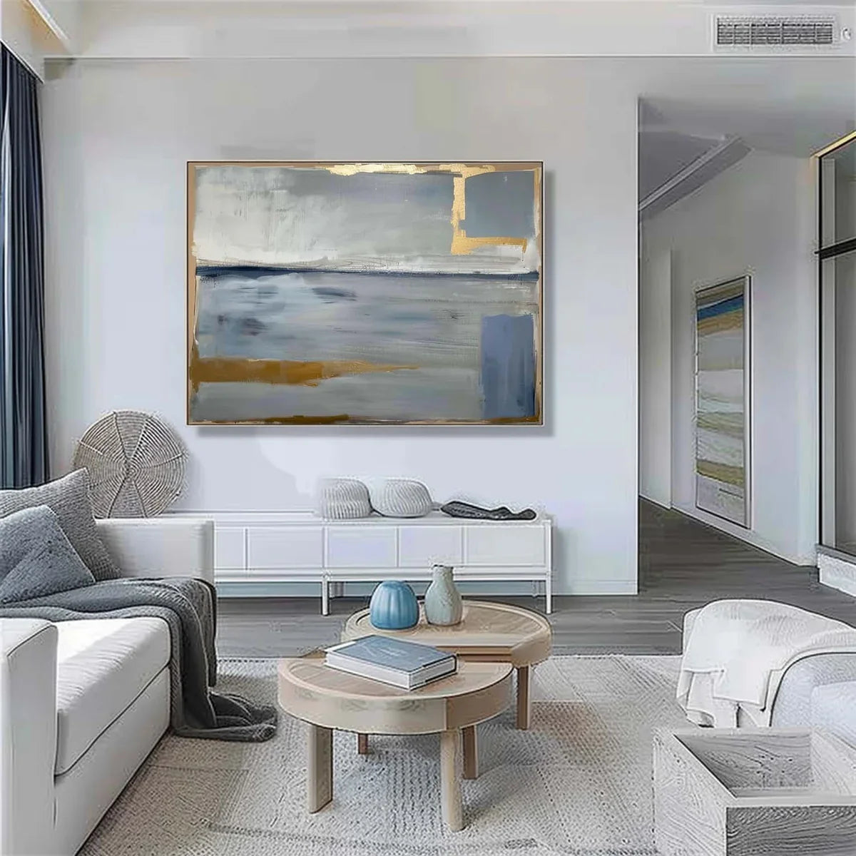 Tactile Neutral Abstract Oil Painting Gold Luxe Modern