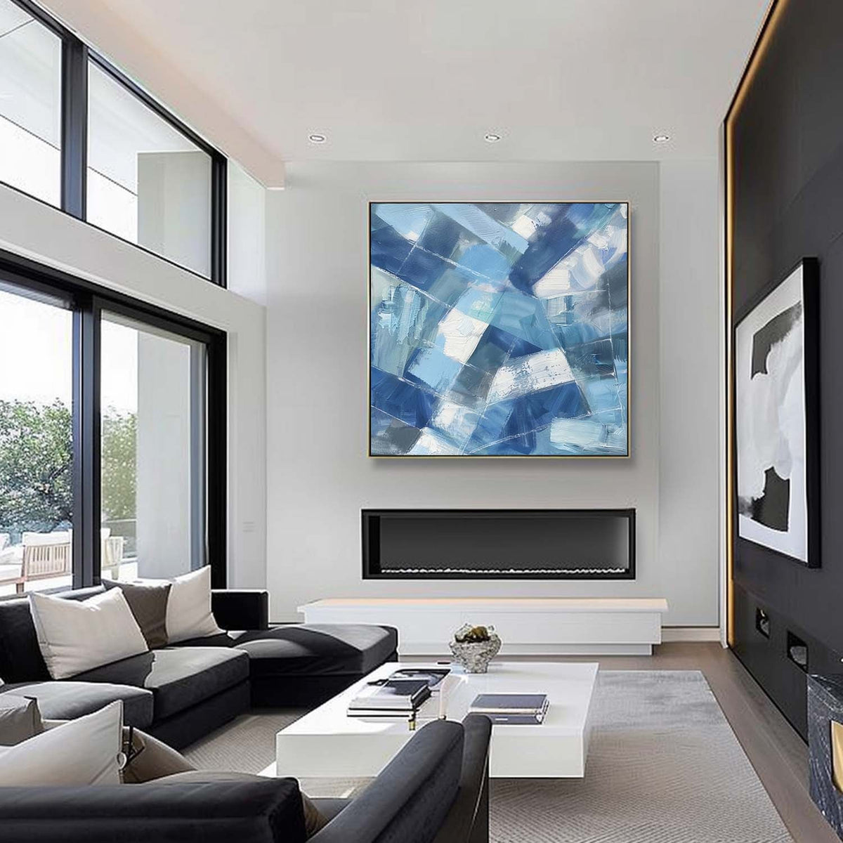 Wall Art Blue Shade Abstract Calm Serene Modern