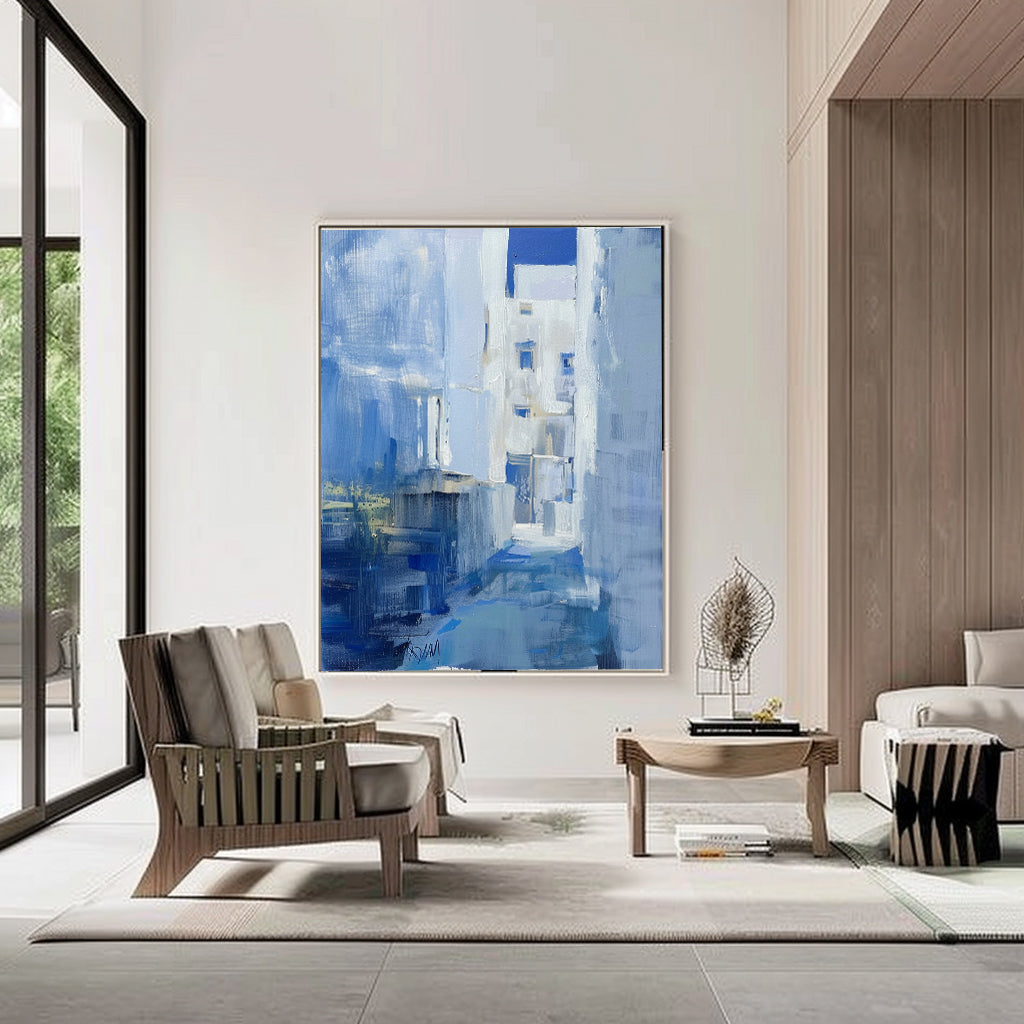 Wall Art Textured Mediterranean Blue