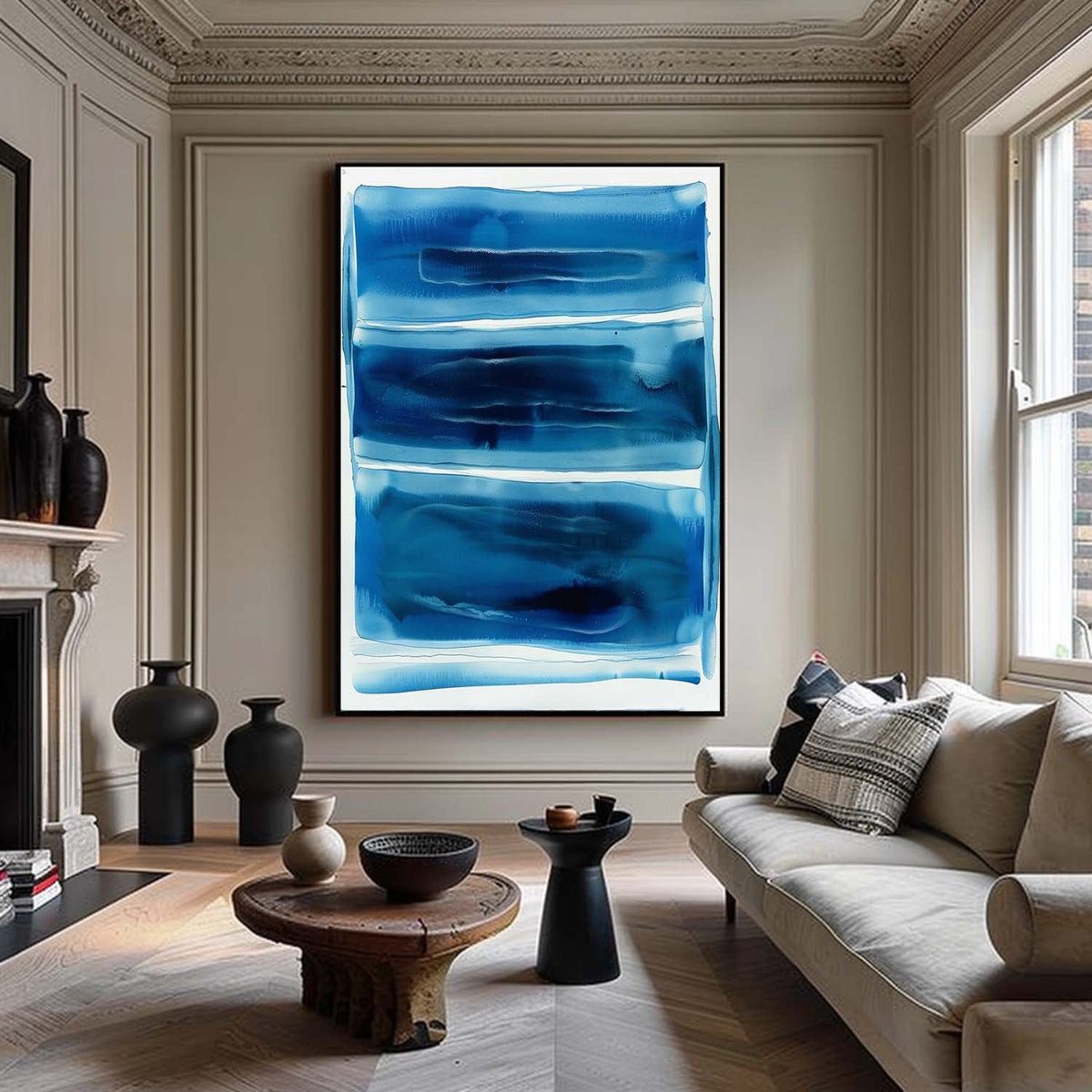 Minimalist Blue Ombre Abstract Painting Modern Color