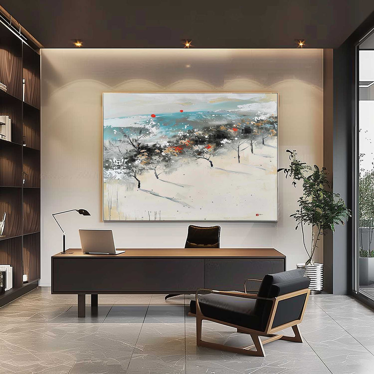 Wall Art Winter Landscape Trees Abstraction Soft