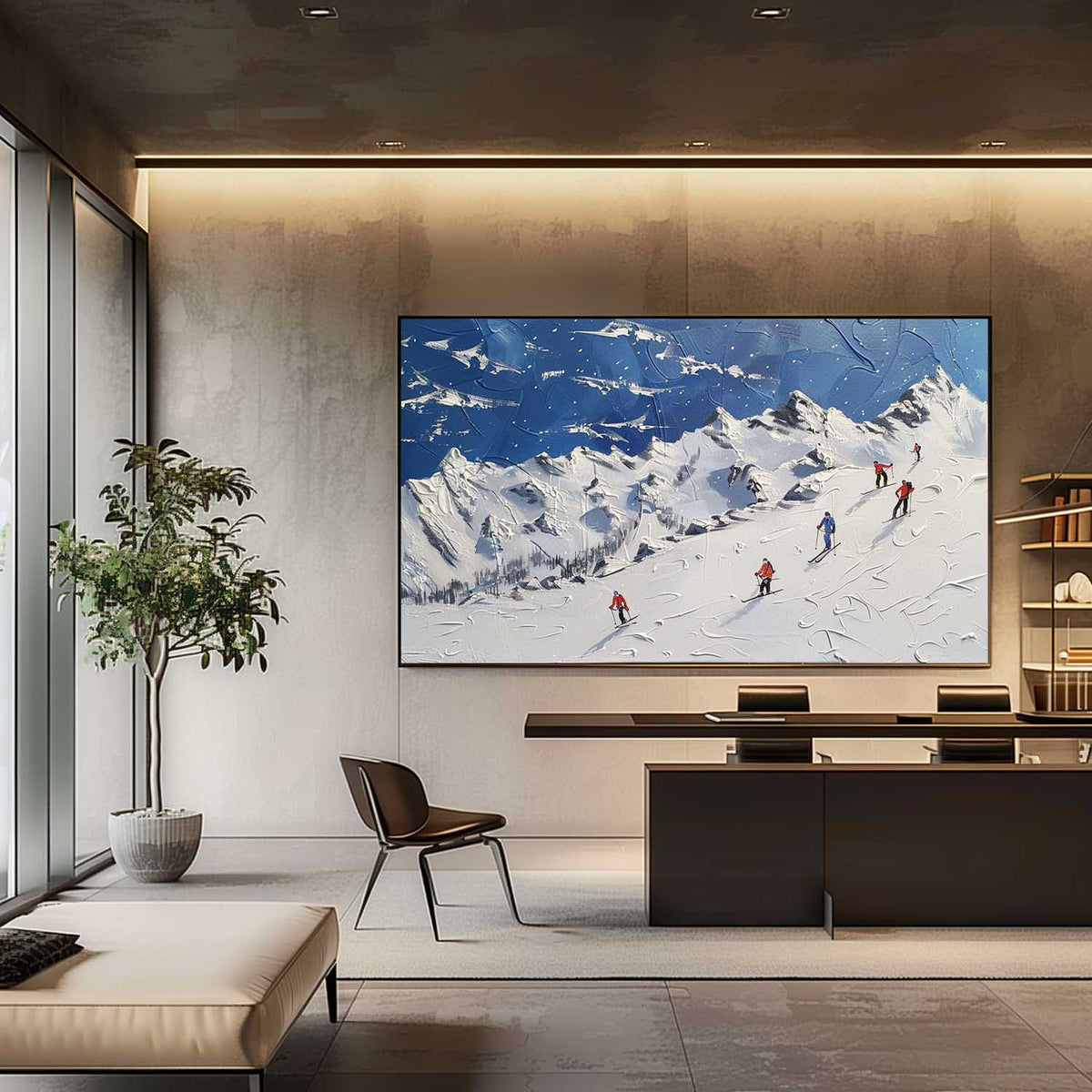 Wall Art Alpine Ski Scene Snow Winter Landscape
