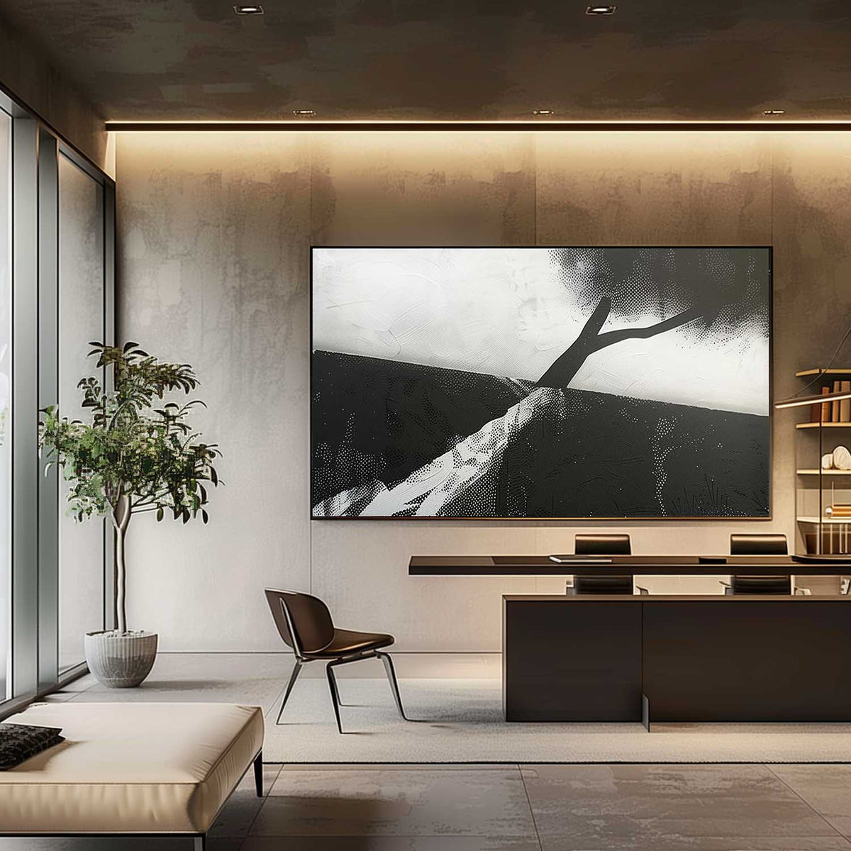 Wall Art Rectangle Abstract Landscape Monochrome