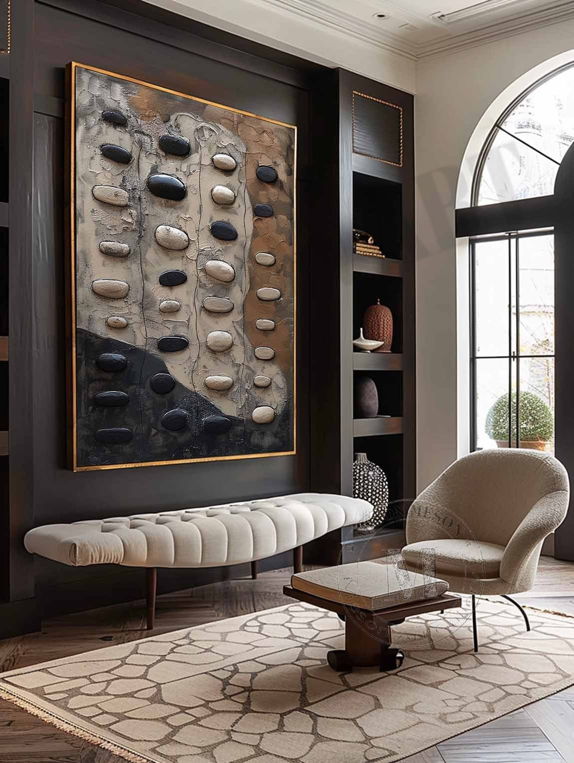 Wall Art Wabi-Sabi Relief Abstract Pebble Natural