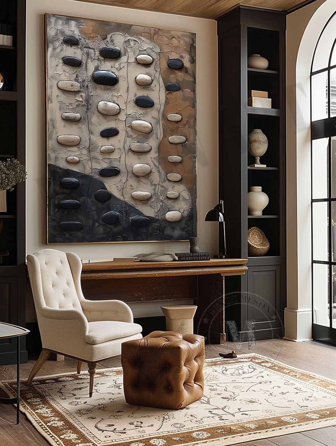 Wall Art Wabi-Sabi Relief Abstract Pebble Natural