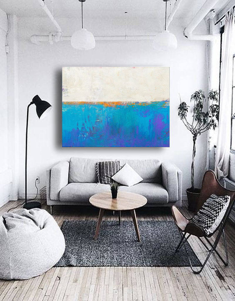 Original Blue Seascape Skyline Painting