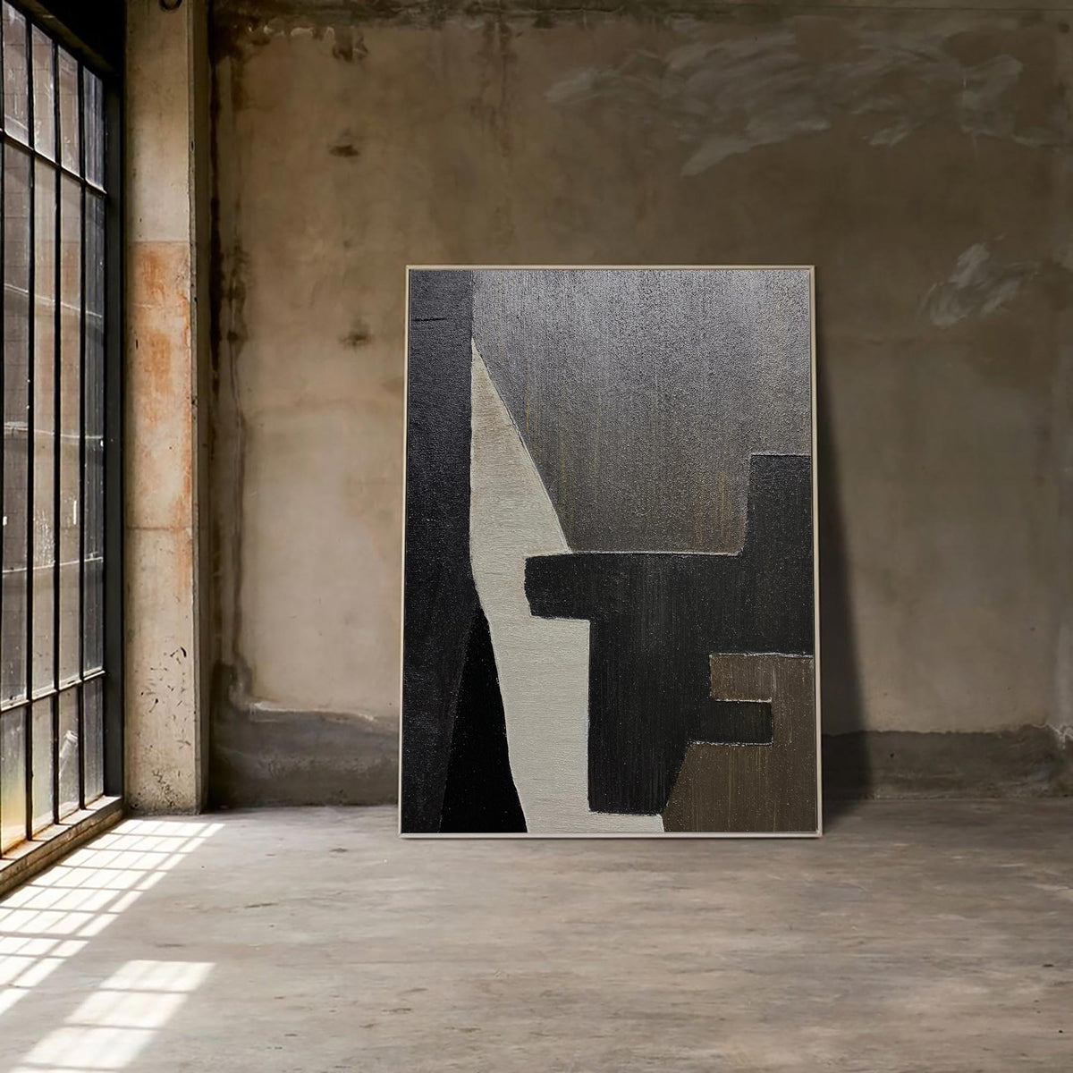Minimalist Monochrome Geometric Abstract Painting