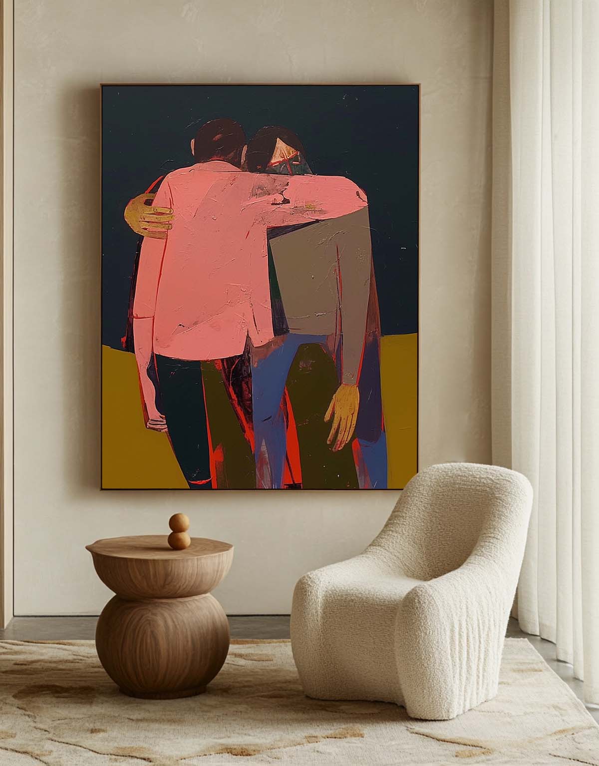 Modern Expressionist Embrace Painting Intimate