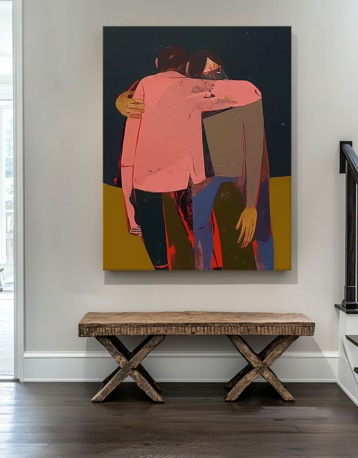 Modern Expressionist Embrace Painting Intimate