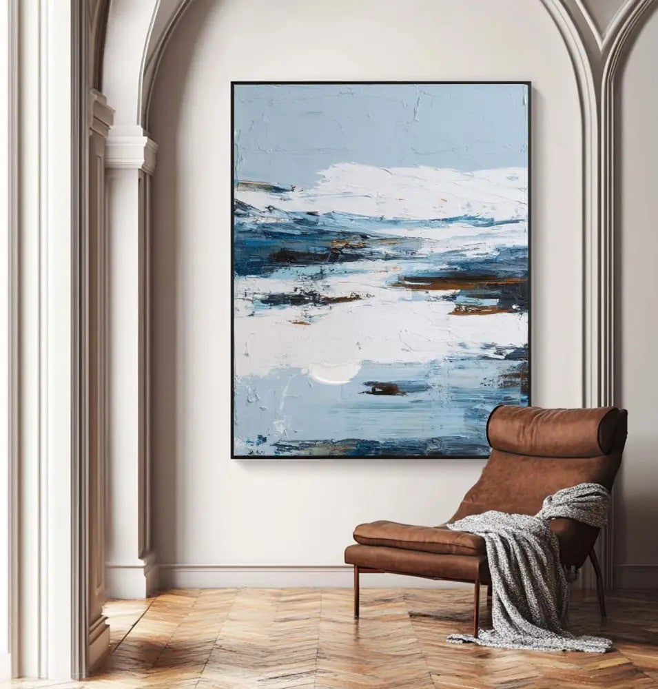 Textured Winter Seascape Oil Painting