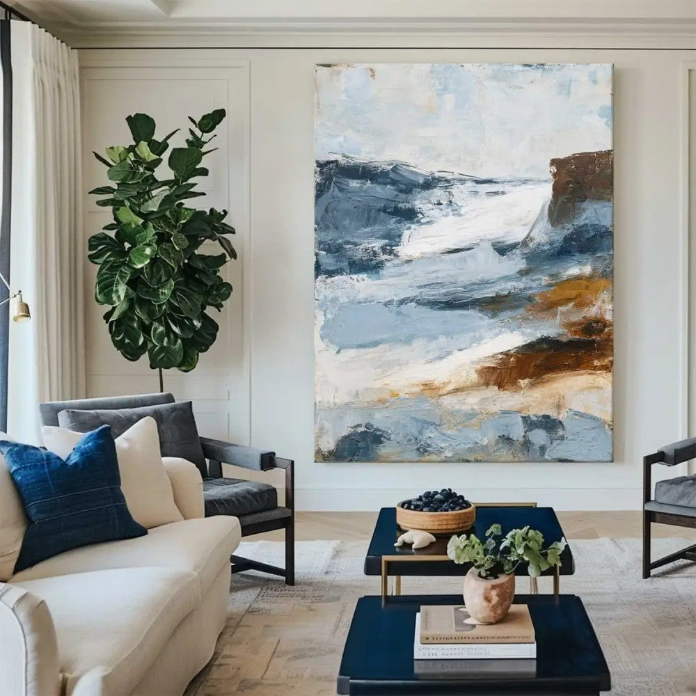 Dramatic Coastal Cliffs Oil Painting