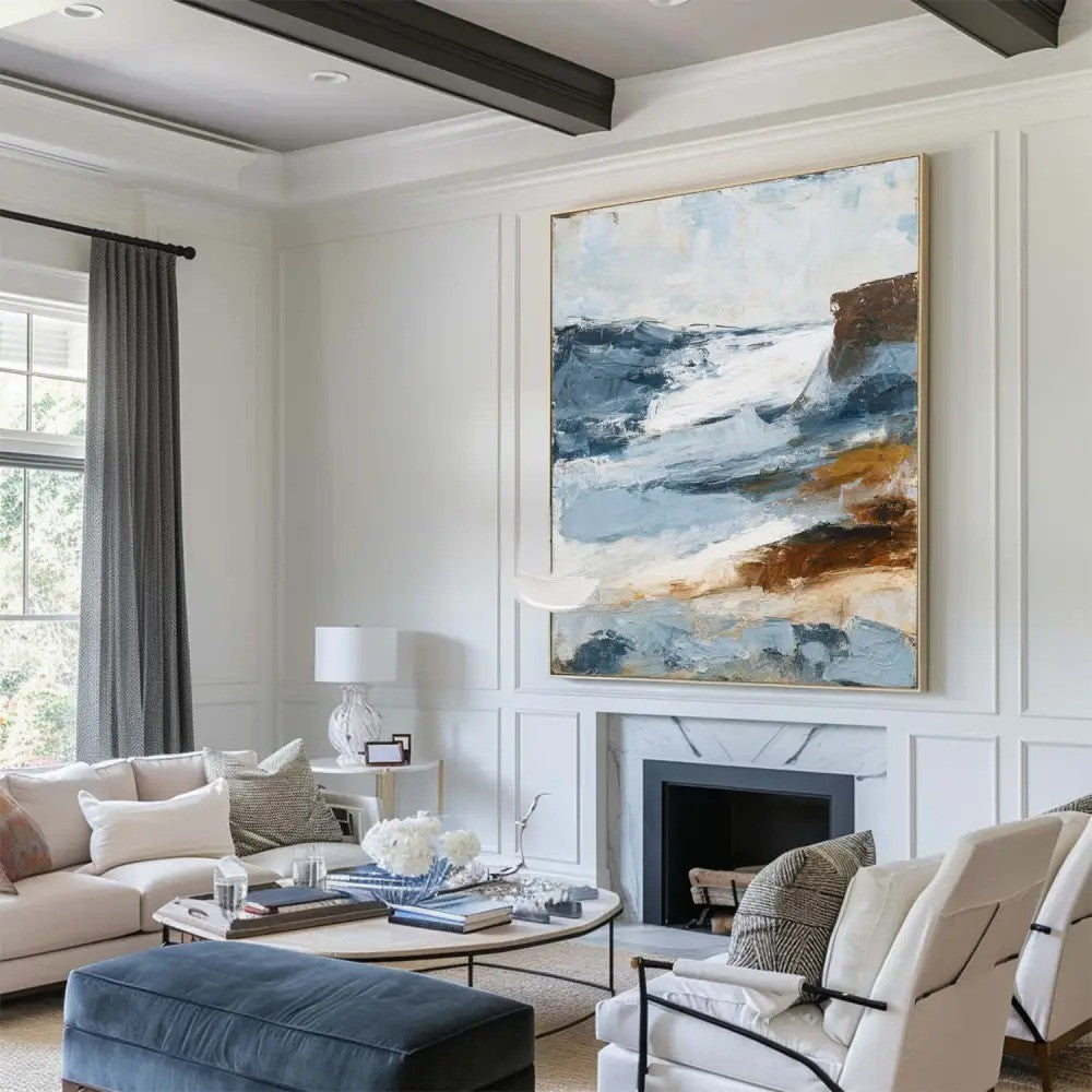 Dramatic Coastal Cliffs Oil Painting