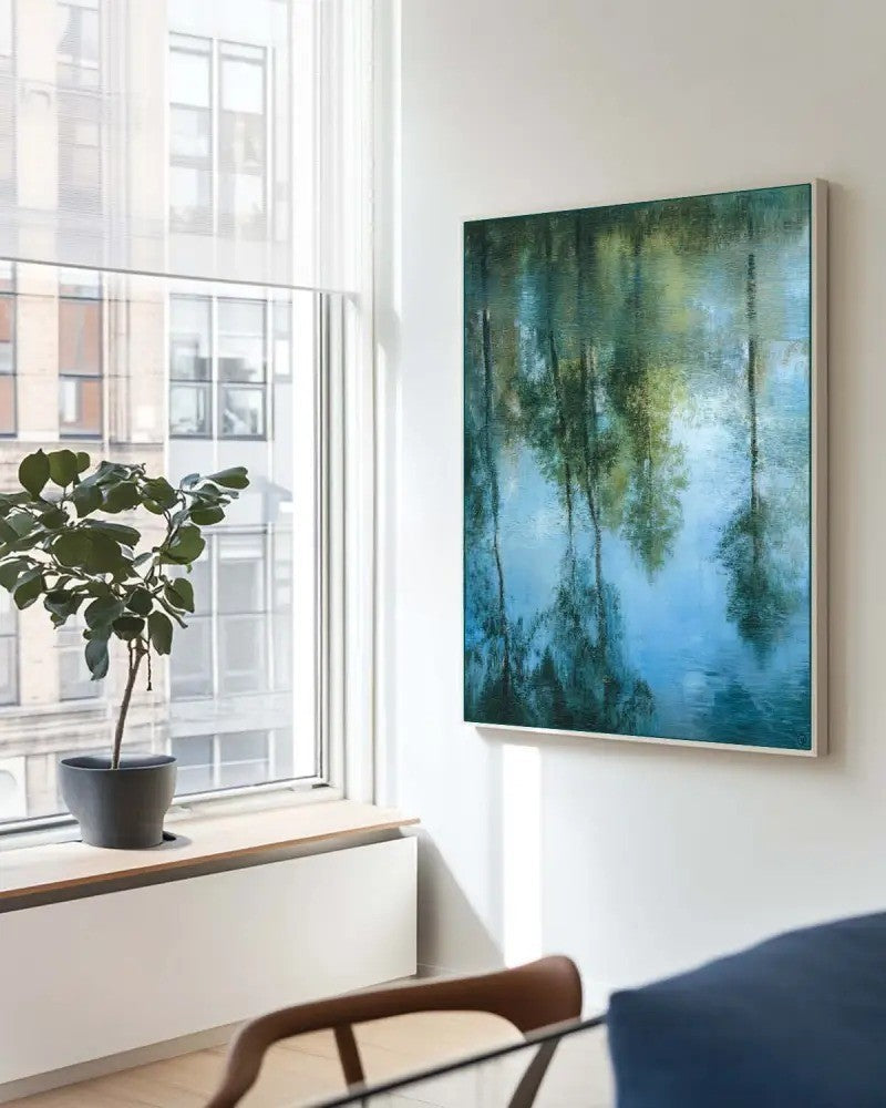 Tranquil Forest Reflection Oil Painting
