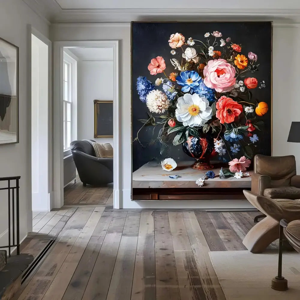 Vintage Floral Bouquet Oil Painting