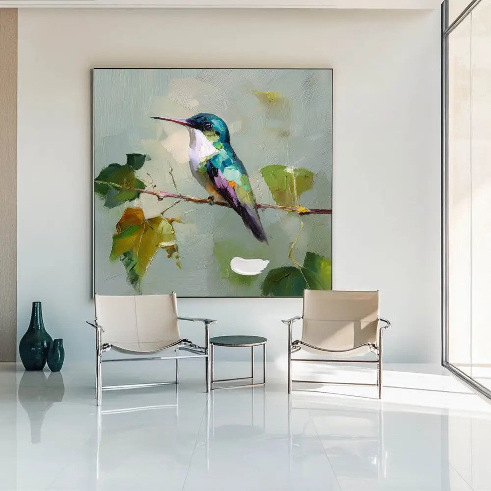 Impressionist Hummingbird Painting Textured Bird