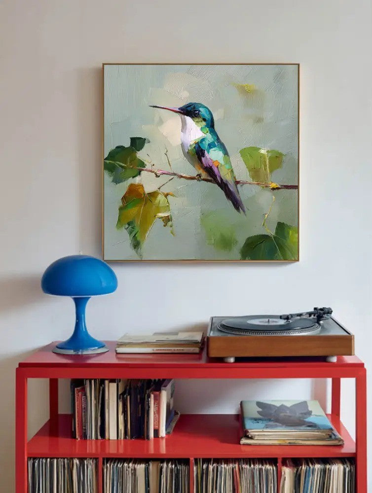 Impressionist Hummingbird Painting Textured Bird
