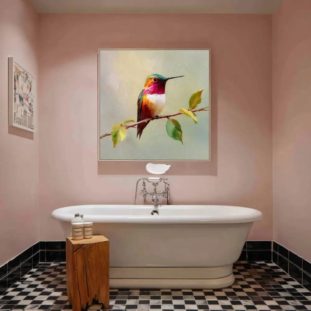 Vibrant Hummingbird Painting Impressionist Bird