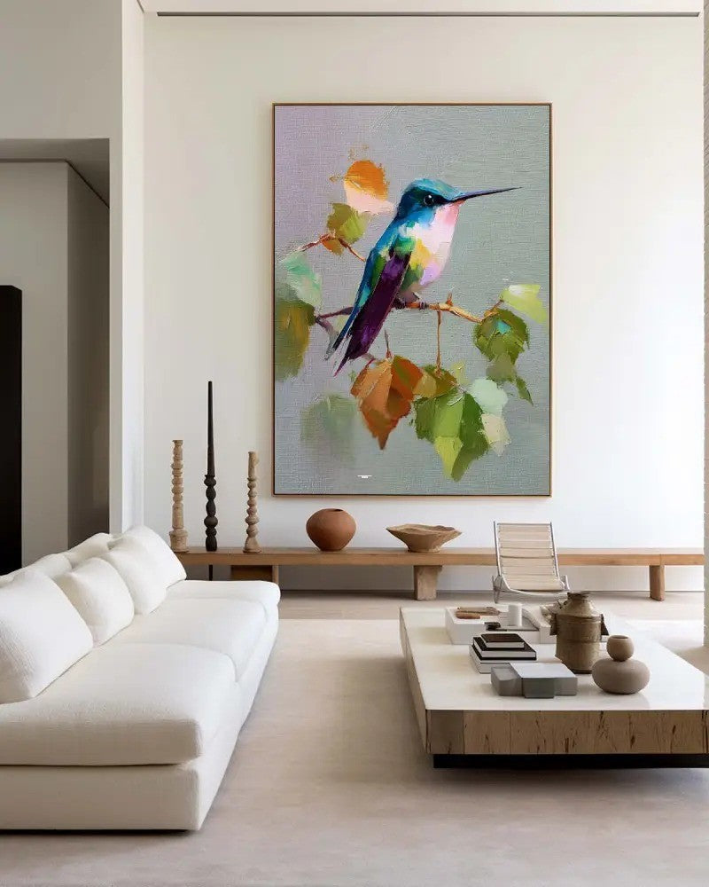 Impressionist Hummingbird Painting Vibrant Bird
