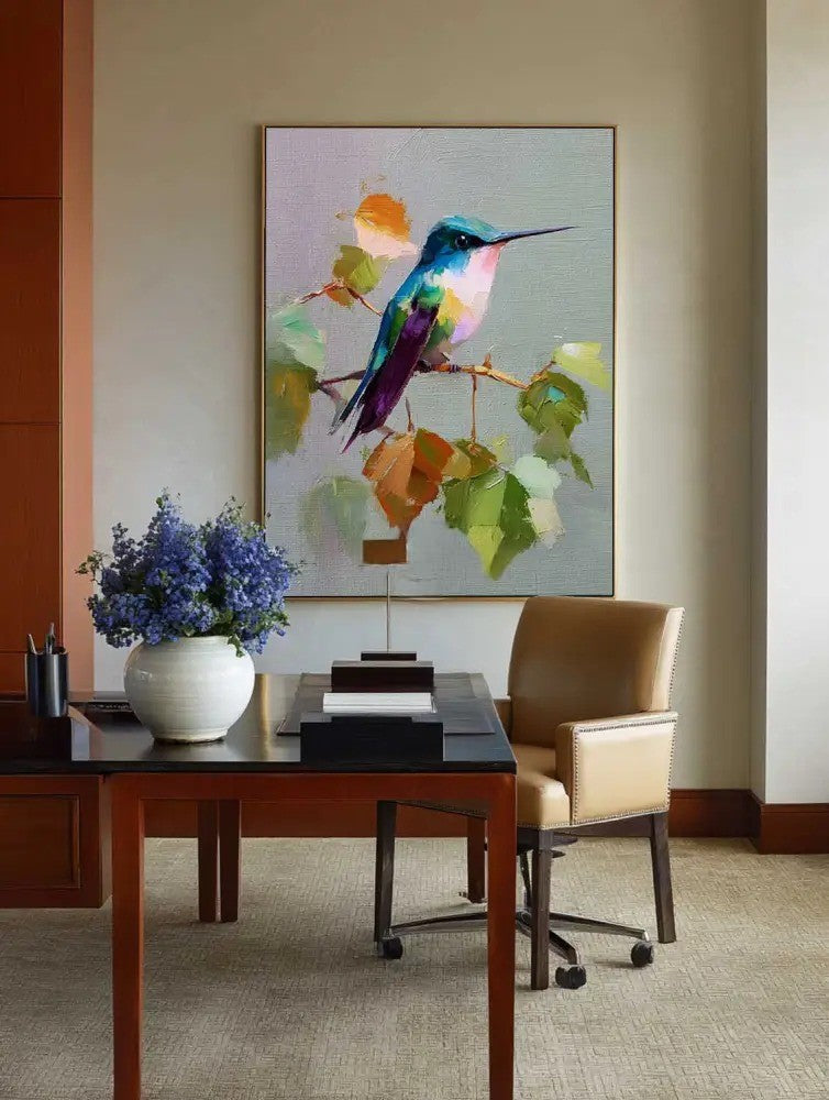 Impressionist Hummingbird Painting Vibrant Bird