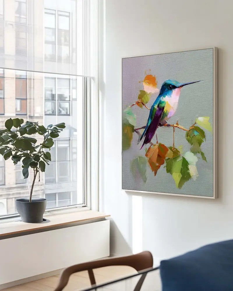 Impressionist Hummingbird Painting Vibrant Bird