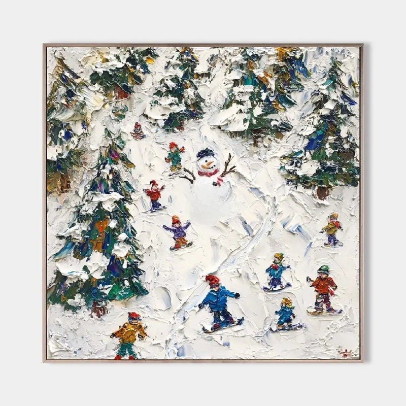 Winter Ski Resort Landscape Painting
