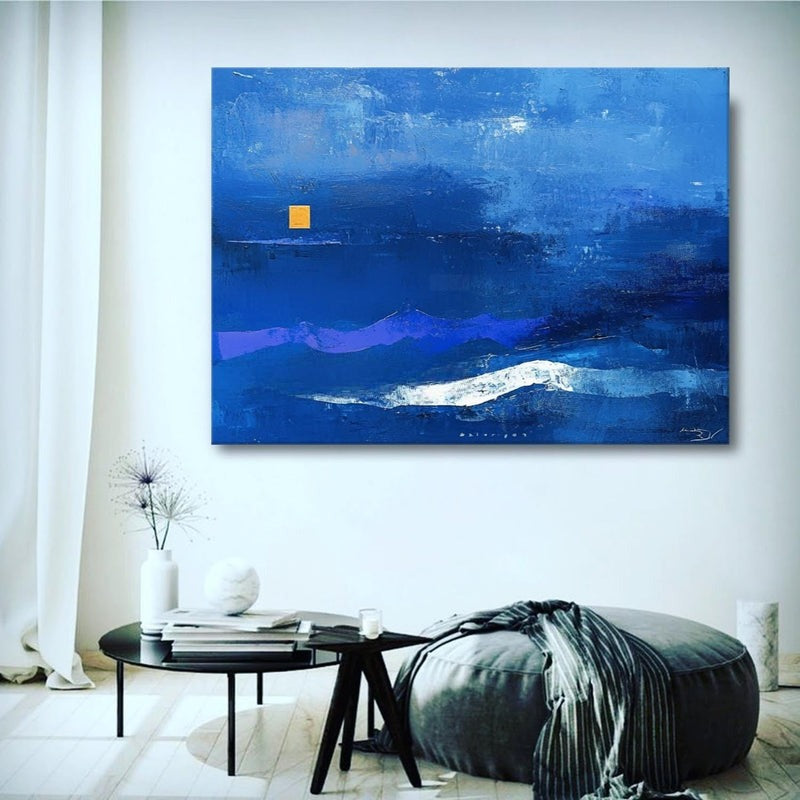 Wall Art Tranquil Textured Blue Mountain
