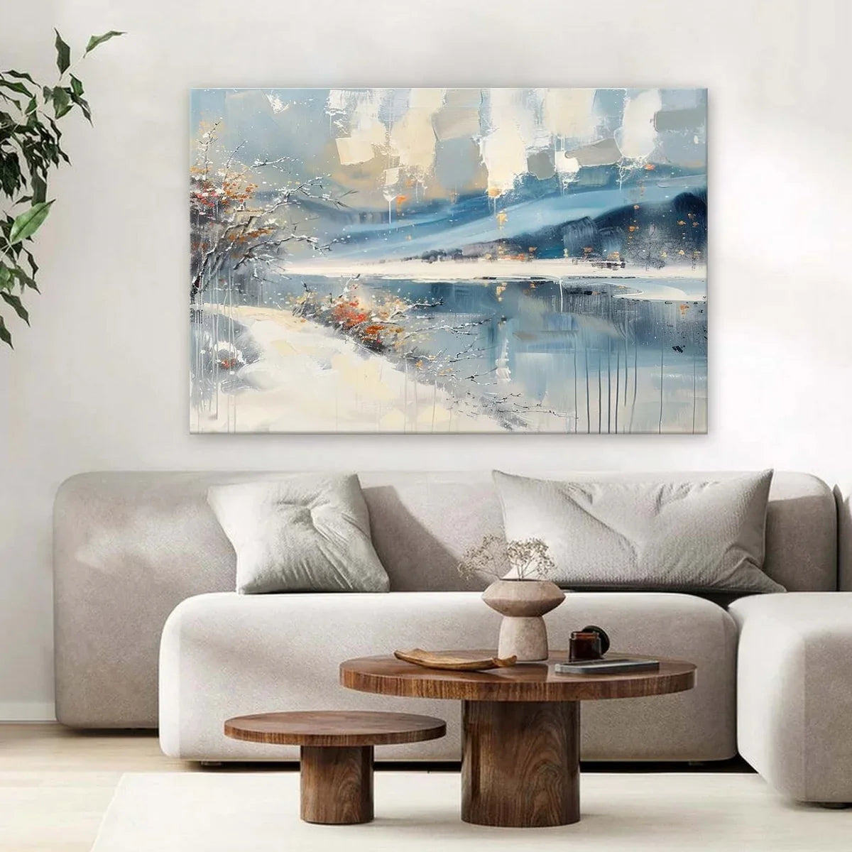 Wall Art Horizontal Abstract Winter Lakeside