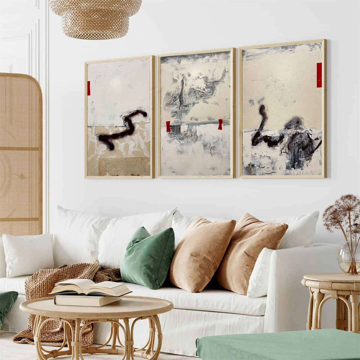 Neutral Abstract Triptych Wall Art Set