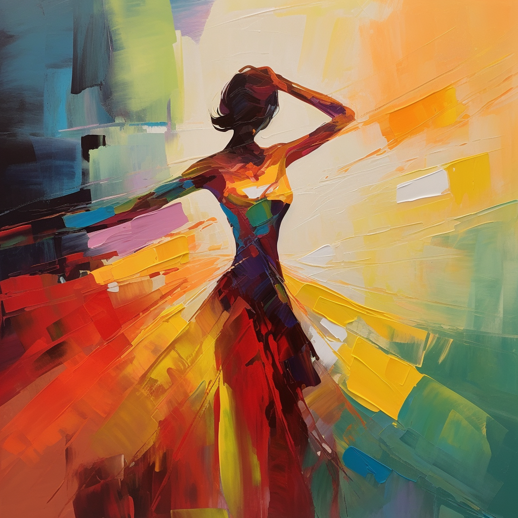 Palette Canvas Art Vibrant Abstract Dancer Painting Colorful Impasto
