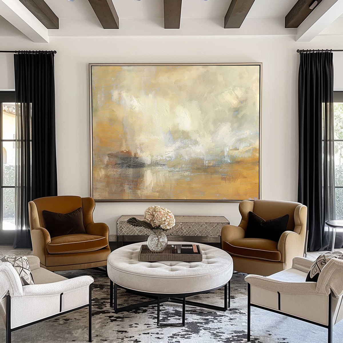 Neutral Beige Landscape Oil Painting