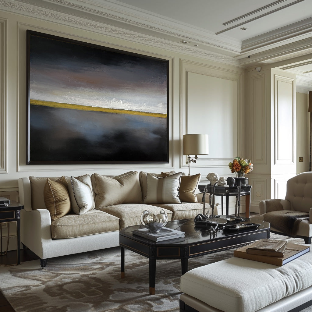 Nocturnal Golden Horizon Abstract Painting