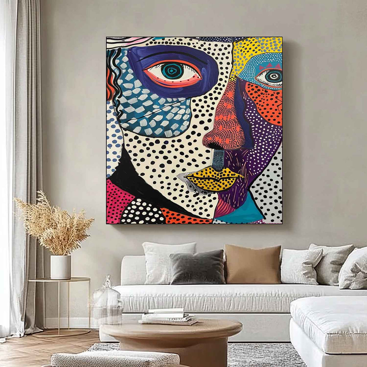 Surreal Pop Art Dual Portrait Vibrant Modern Wall Art