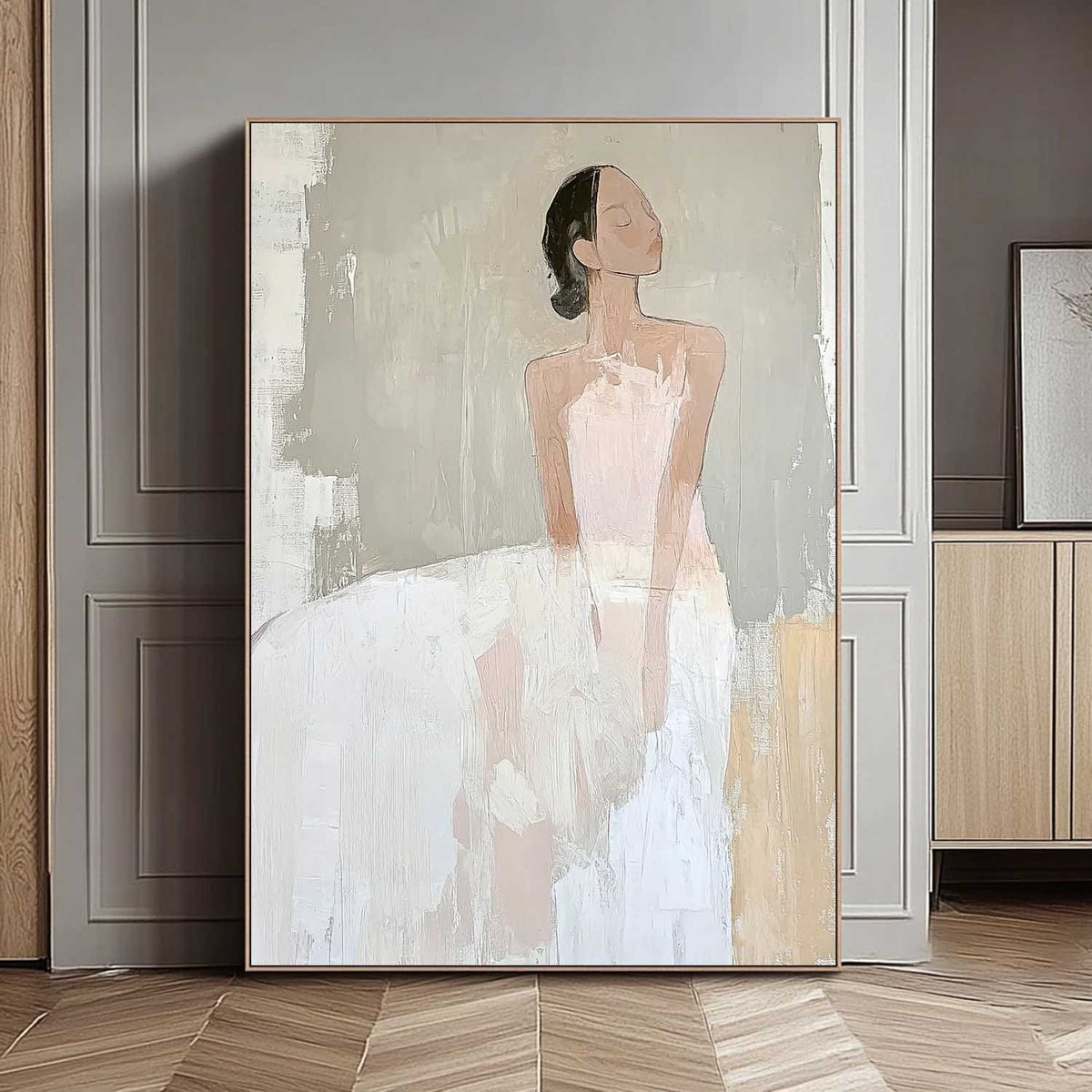 Minimalist Ballerina Painting Serene Wall Art Elegant