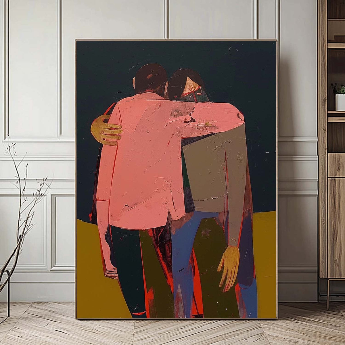 Modern Expressionist Embrace Painting Intimate