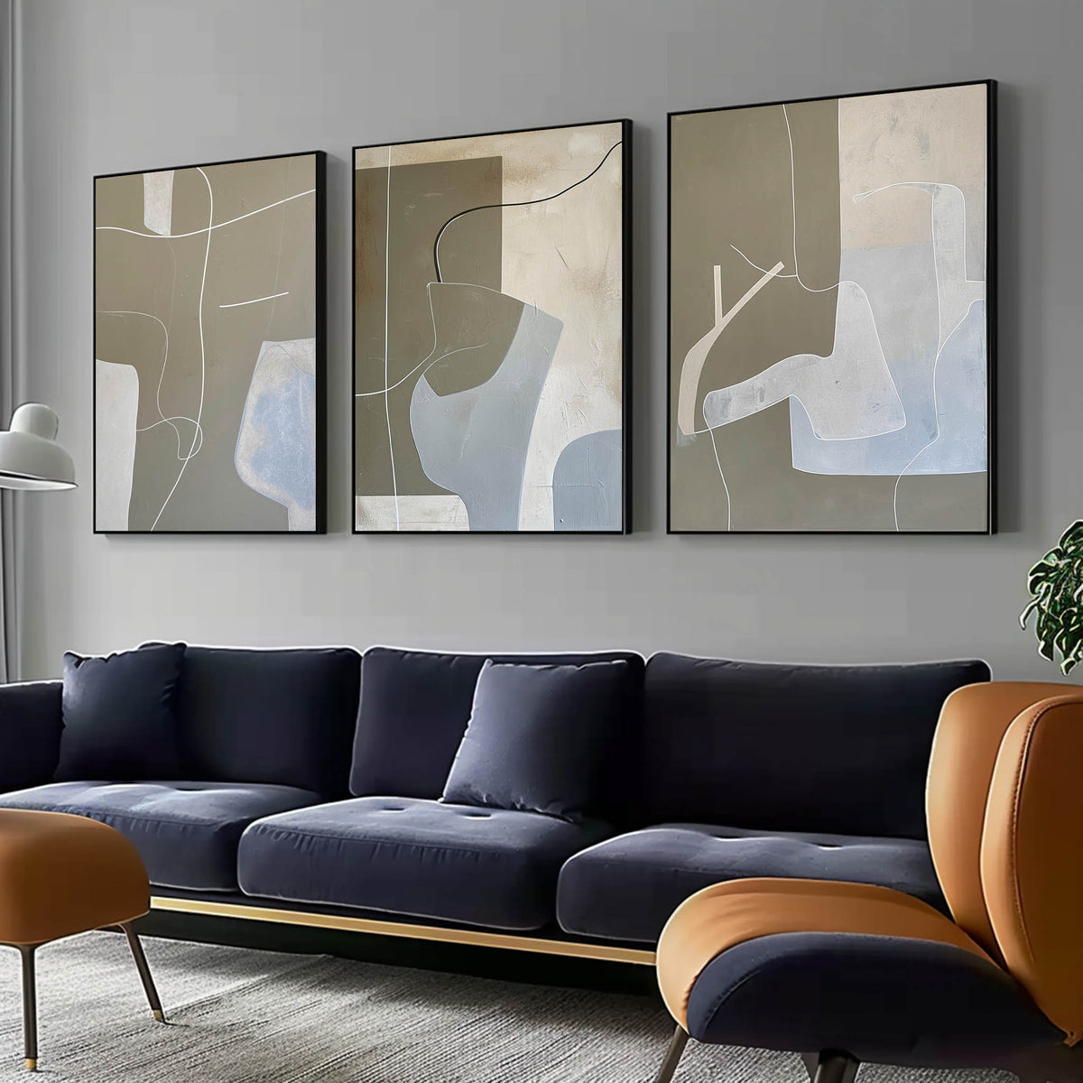 Abstract 3-Piece Minimalist Abstract Painting