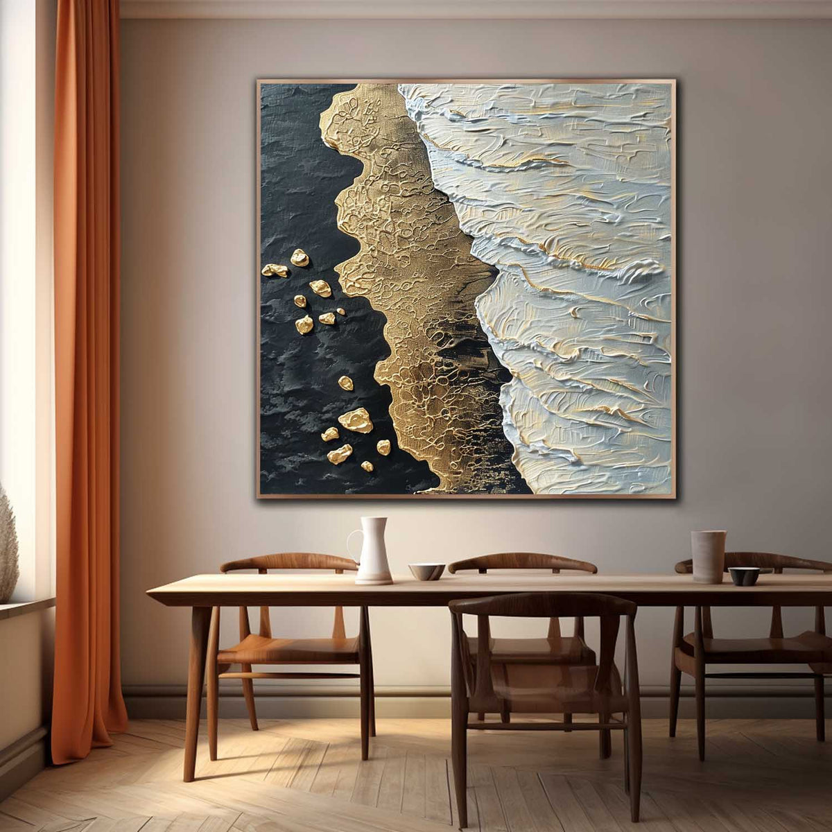 Plaster Art Texture Luxury Gold Accent Abstract Painting