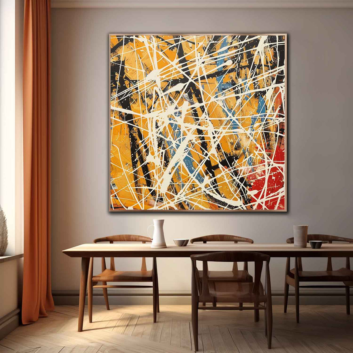 Wall Art Expressionist Vibrant Yellow Red
