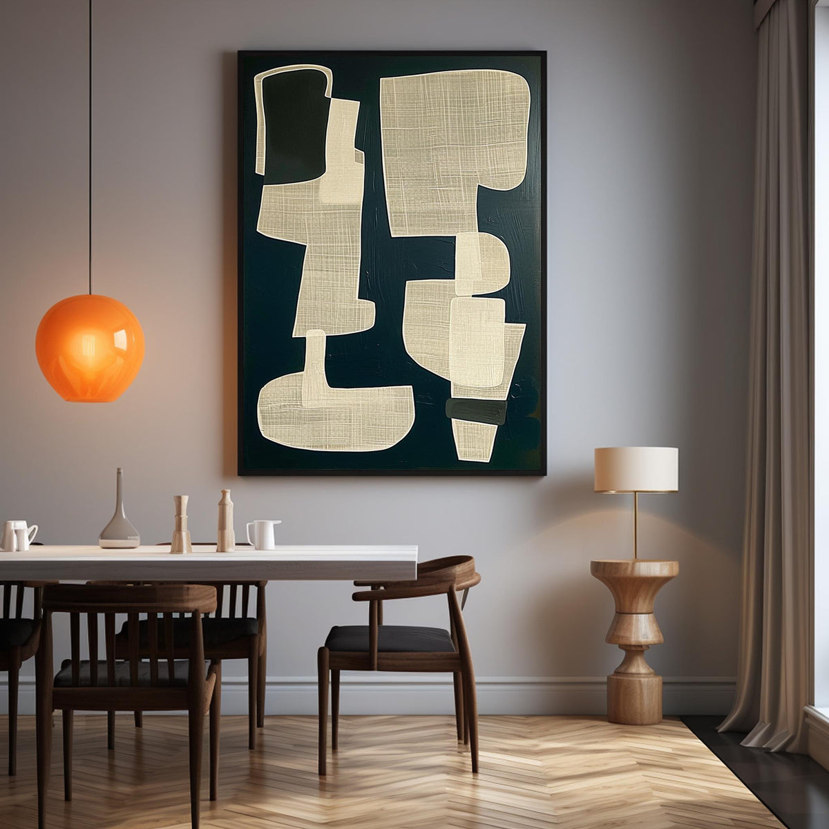 Mid-Century Abstract Shapes Painting
